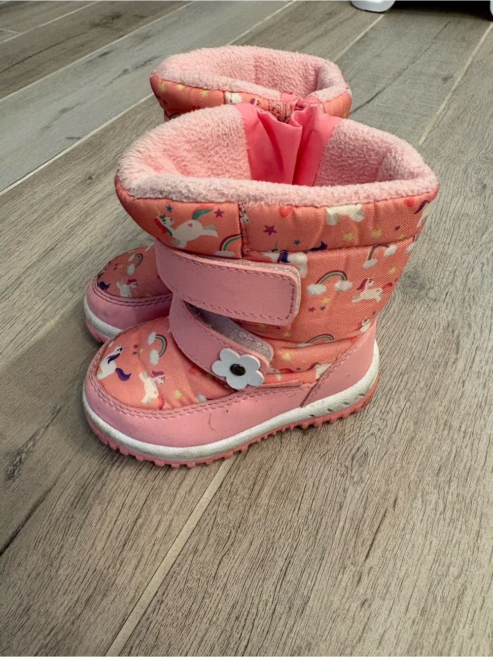 Kids Pink Unicorn Winter Boots - Unbranded